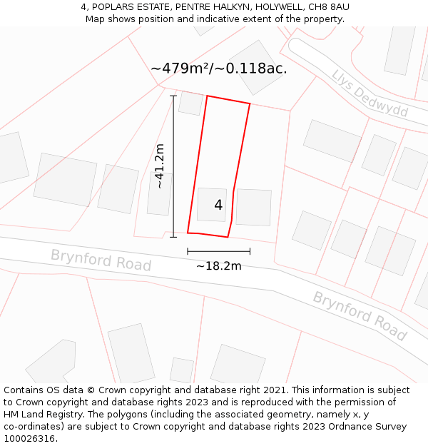 4, POPLARS ESTATE, PENTRE HALKYN, HOLYWELL, CH8 8AU: Plot and title map