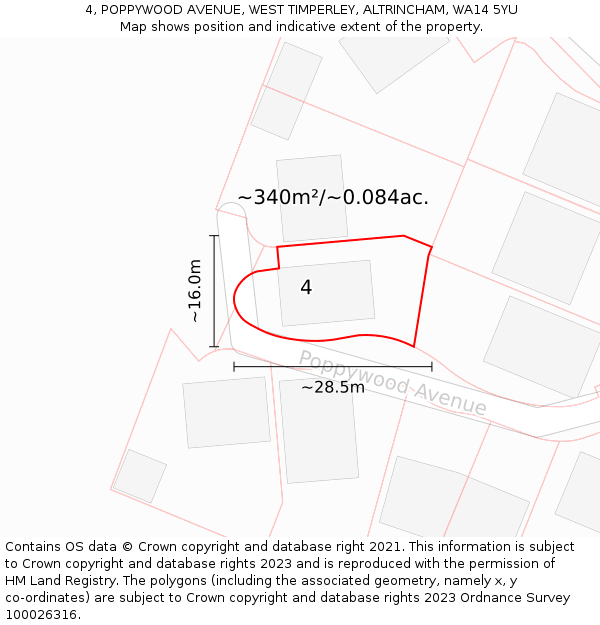 4, POPPYWOOD AVENUE, WEST TIMPERLEY, ALTRINCHAM, WA14 5YU: Plot and title map