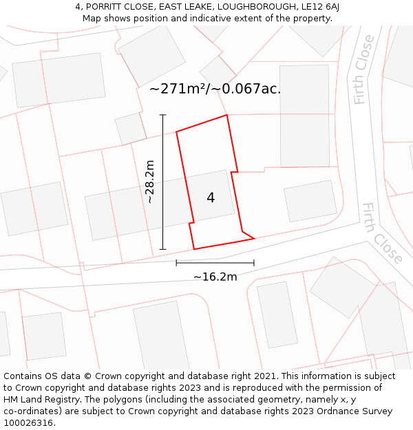4, PORRITT CLOSE, EAST LEAKE, LOUGHBOROUGH, LE12 6AJ: Plot and title map