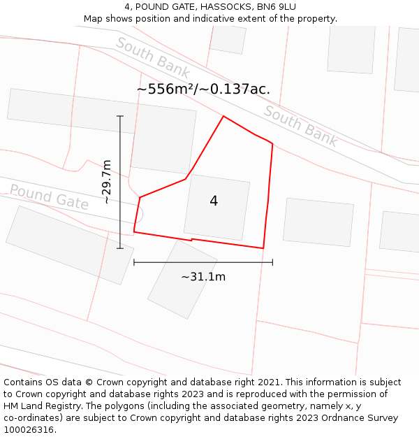 4, POUND GATE, HASSOCKS, BN6 9LU: Plot and title map