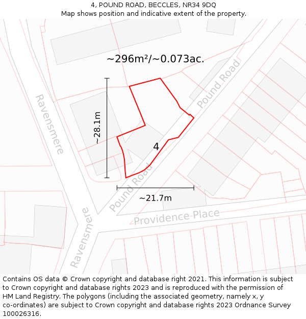 4, POUND ROAD, BECCLES, NR34 9DQ: Plot and title map