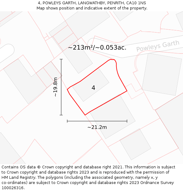 4, POWLEYS GARTH, LANGWATHBY, PENRITH, CA10 1NS: Plot and title map