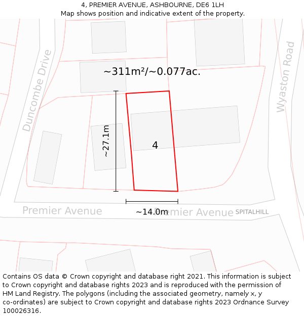 4, PREMIER AVENUE, ASHBOURNE, DE6 1LH: Plot and title map