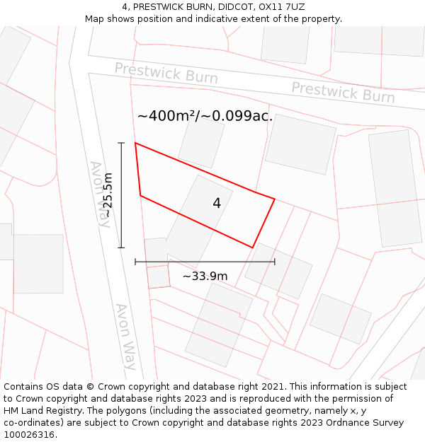 4, PRESTWICK BURN, DIDCOT, OX11 7UZ: Plot and title map