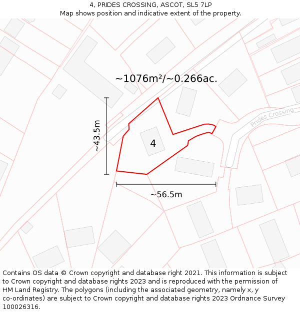 4, PRIDES CROSSING, ASCOT, SL5 7LP: Plot and title map