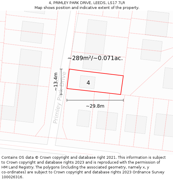 4, PRIMLEY PARK DRIVE, LEEDS, LS17 7LR: Plot and title map
