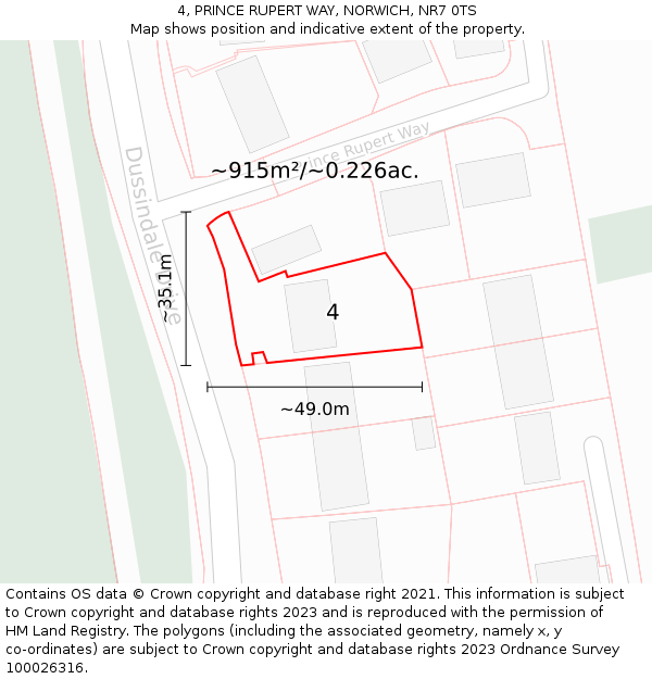 4, PRINCE RUPERT WAY, NORWICH, NR7 0TS: Plot and title map