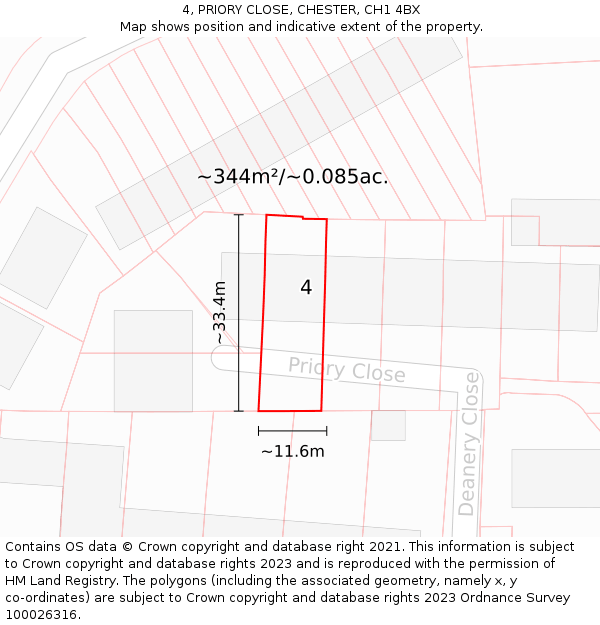 4, PRIORY CLOSE, CHESTER, CH1 4BX: Plot and title map