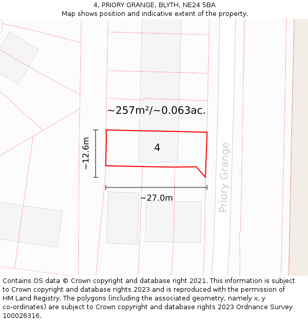 4, PRIORY GRANGE, BLYTH, NE24 5BA: Plot and title map