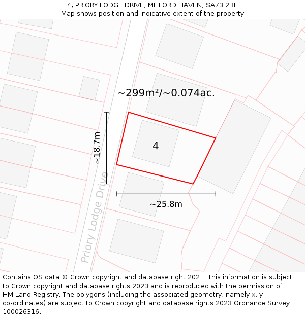 4, PRIORY LODGE DRIVE, MILFORD HAVEN, SA73 2BH: Plot and title map