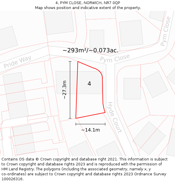 4, PYM CLOSE, NORWICH, NR7 0QP: Plot and title map
