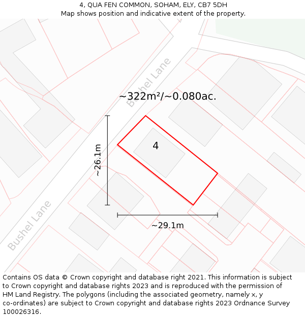 4, QUA FEN COMMON, SOHAM, ELY, CB7 5DH: Plot and title map