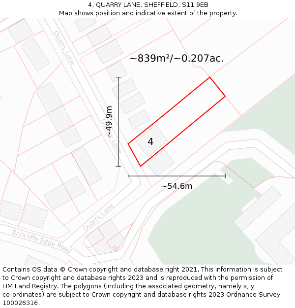 4, QUARRY LANE, SHEFFIELD, S11 9EB: Plot and title map