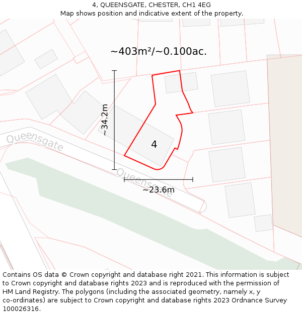 4, QUEENSGATE, CHESTER, CH1 4EG: Plot and title map