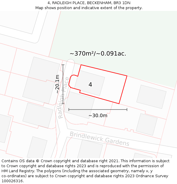 4, RADLEIGH PLACE, BECKENHAM, BR3 1DN: Plot and title map