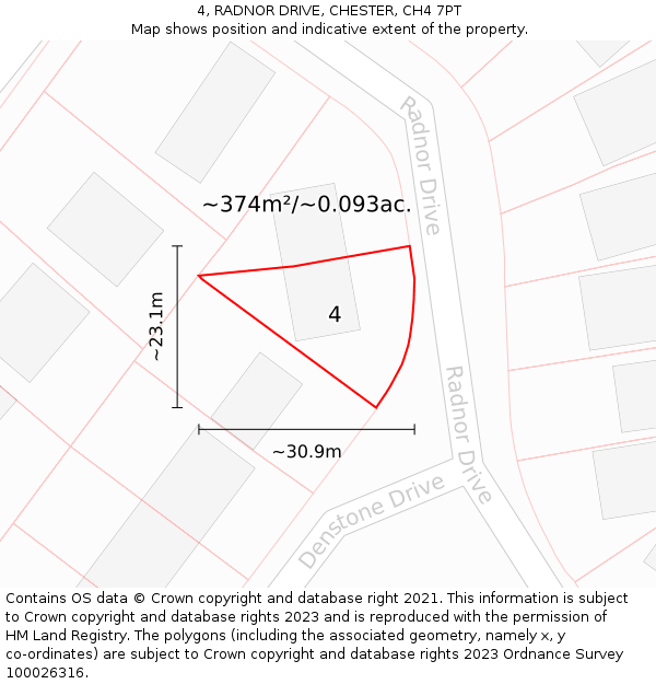 4, RADNOR DRIVE, CHESTER, CH4 7PT: Plot and title map