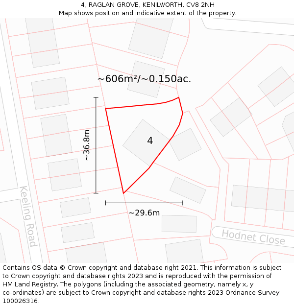 4, RAGLAN GROVE, KENILWORTH, CV8 2NH: Plot and title map