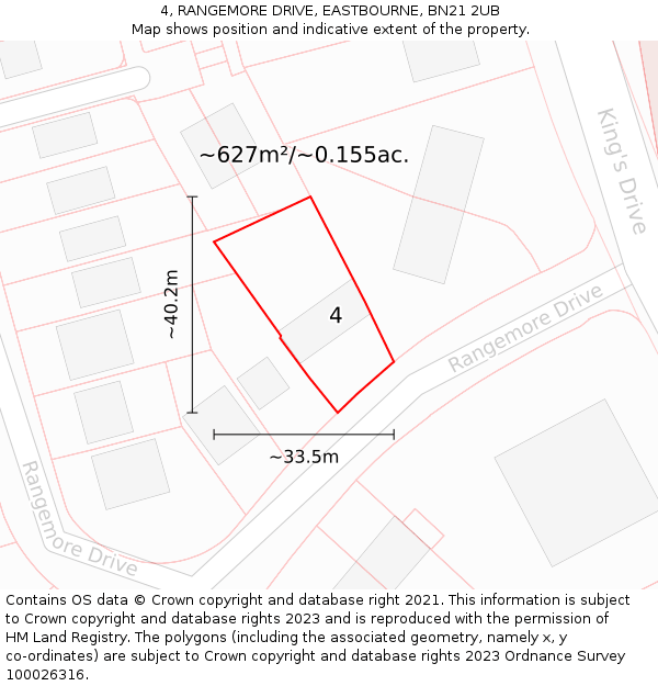 4, RANGEMORE DRIVE, EASTBOURNE, BN21 2UB: Plot and title map