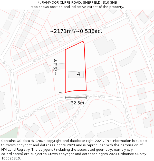 4, RANMOOR CLIFFE ROAD, SHEFFIELD, S10 3HB: Plot and title map