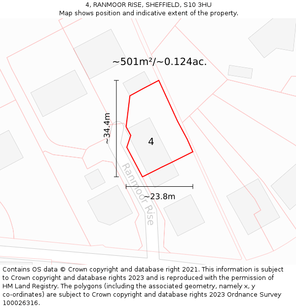 4, RANMOOR RISE, SHEFFIELD, S10 3HU: Plot and title map