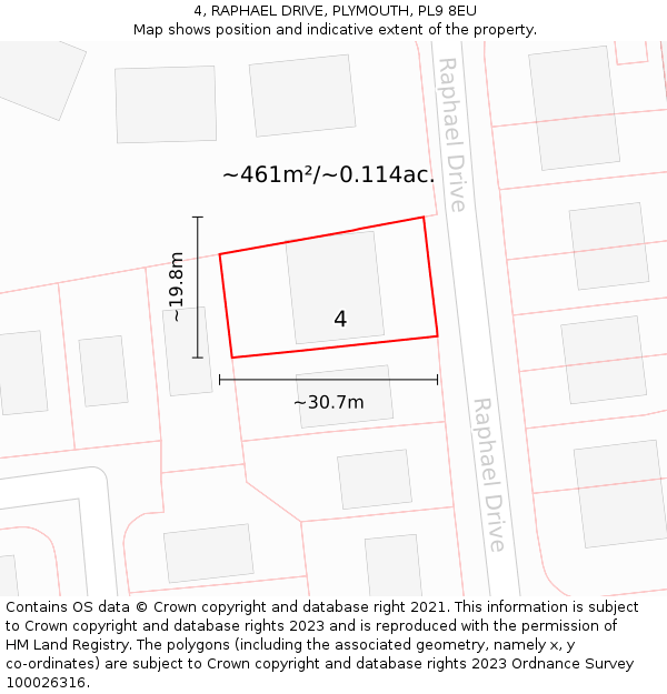 4, RAPHAEL DRIVE, PLYMOUTH, PL9 8EU: Plot and title map