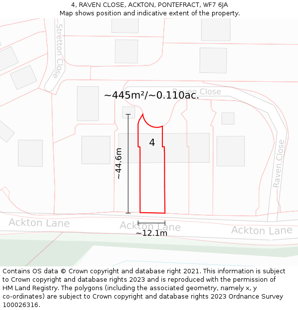4, RAVEN CLOSE, ACKTON, PONTEFRACT, WF7 6JA: Plot and title map