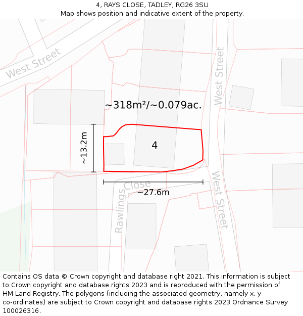 4, RAYS CLOSE, TADLEY, RG26 3SU: Plot and title map