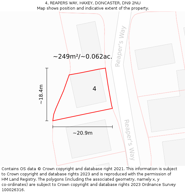 4, REAPERS WAY, HAXEY, DONCASTER, DN9 2NU: Plot and title map