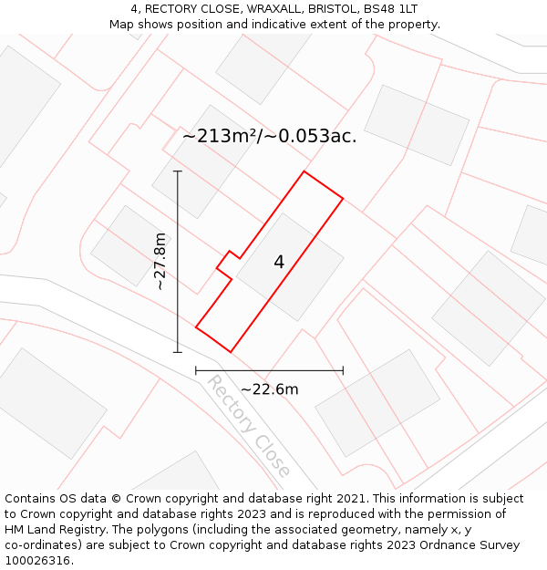 4, RECTORY CLOSE, WRAXALL, BRISTOL, BS48 1LT: Plot and title map