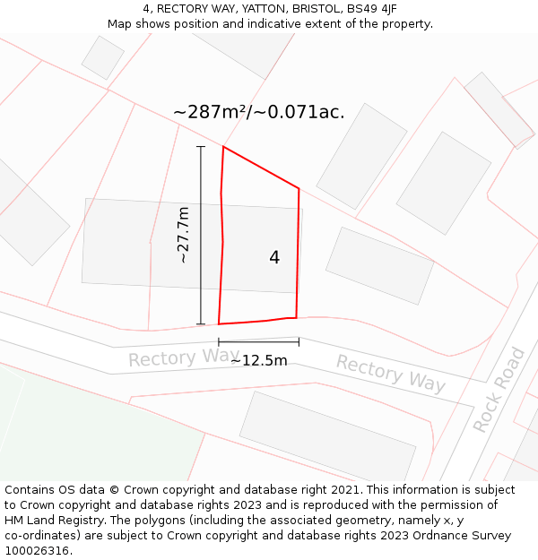 4, RECTORY WAY, YATTON, BRISTOL, BS49 4JF: Plot and title map