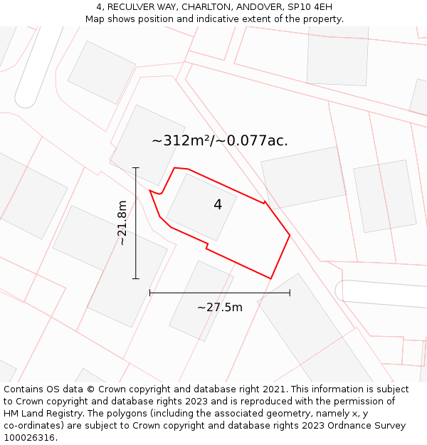 4, RECULVER WAY, CHARLTON, ANDOVER, SP10 4EH: Plot and title map