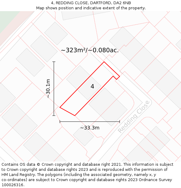 4, REDDING CLOSE, DARTFORD, DA2 6NB: Plot and title map