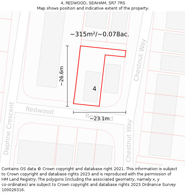 4, REDWOOD, SEAHAM, SR7 7RS: Plot and title map