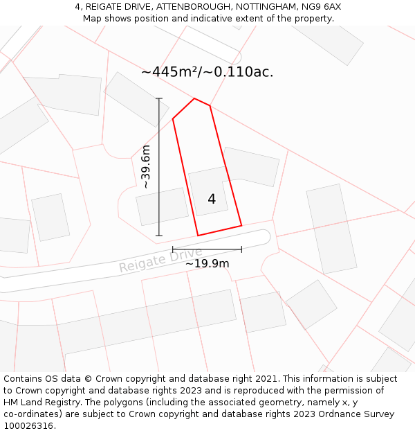 4, REIGATE DRIVE, ATTENBOROUGH, NOTTINGHAM, NG9 6AX: Plot and title map