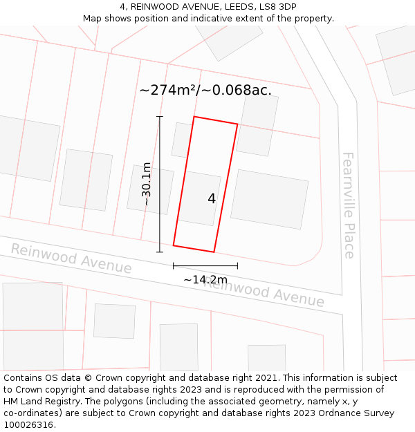 4, REINWOOD AVENUE, LEEDS, LS8 3DP: Plot and title map