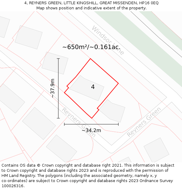 4, REYNERS GREEN, LITTLE KINGSHILL, GREAT MISSENDEN, HP16 0EQ: Plot and title map