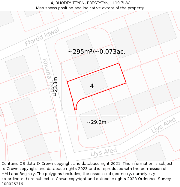 4, RHODFA TEYRN, PRESTATYN, LL19 7UW: Plot and title map