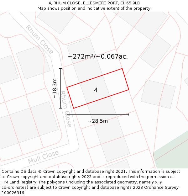 4, RHUM CLOSE, ELLESMERE PORT, CH65 9LD: Plot and title map