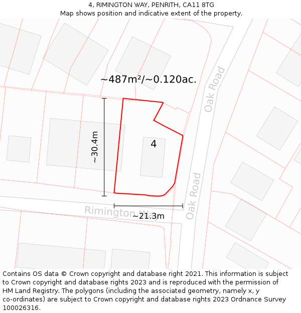 4, RIMINGTON WAY, PENRITH, CA11 8TG: Plot and title map