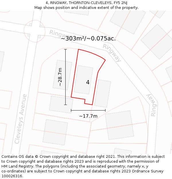 4, RINGWAY, THORNTON-CLEVELEYS, FY5 2NJ: Plot and title map