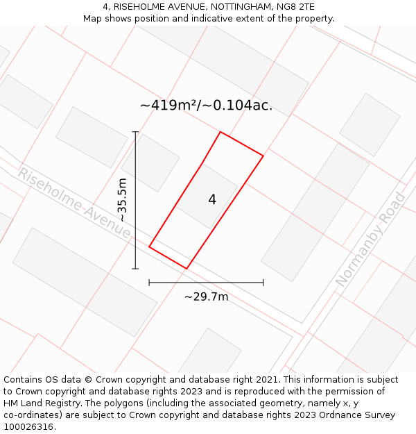 4, RISEHOLME AVENUE, NOTTINGHAM, NG8 2TE: Plot and title map