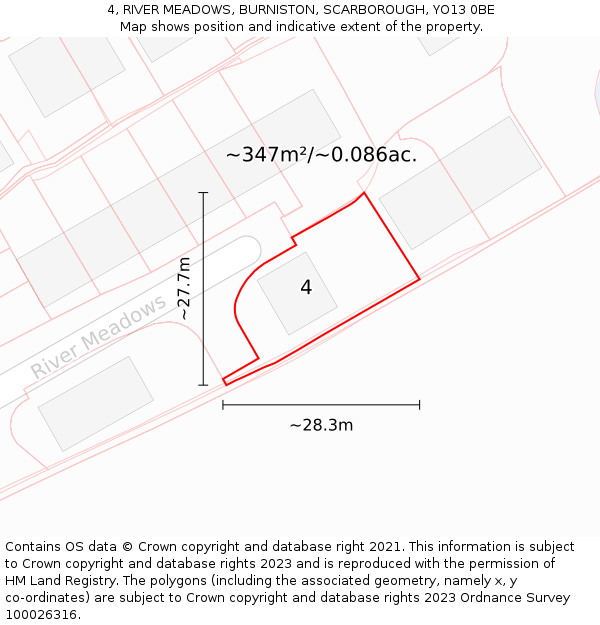4, RIVER MEADOWS, BURNISTON, SCARBOROUGH, YO13 0BE: Plot and title map