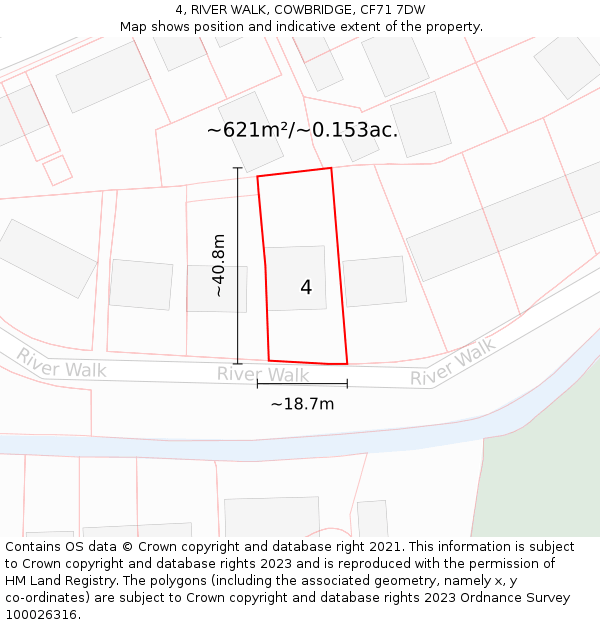 4, RIVER WALK, COWBRIDGE, CF71 7DW: Plot and title map