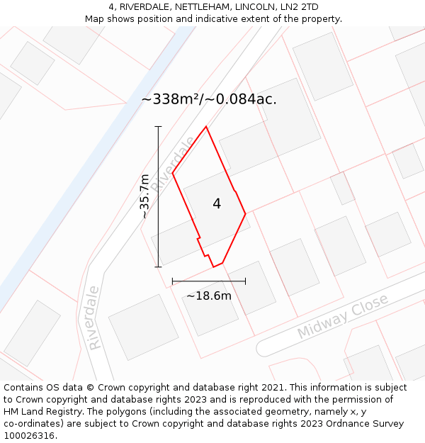 4, RIVERDALE, NETTLEHAM, LINCOLN, LN2 2TD: Plot and title map
