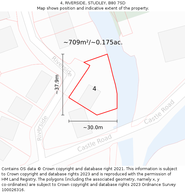4, RIVERSIDE, STUDLEY, B80 7SD: Plot and title map