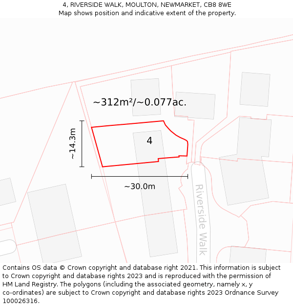 4, RIVERSIDE WALK, MOULTON, NEWMARKET, CB8 8WE: Plot and title map