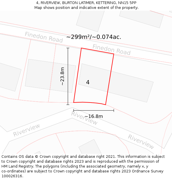 4, RIVERVIEW, BURTON LATIMER, KETTERING, NN15 5PP: Plot and title map