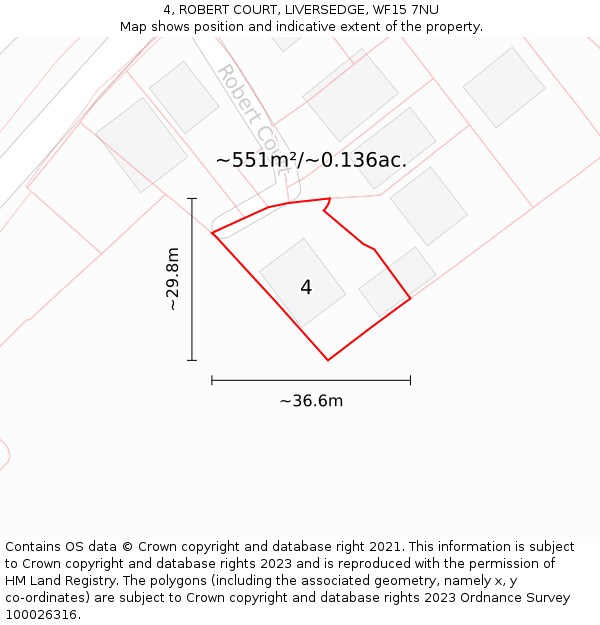 4, ROBERT COURT, LIVERSEDGE, WF15 7NU: Plot and title map