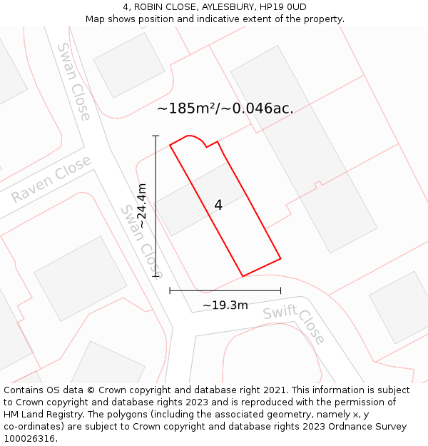 4, ROBIN CLOSE, AYLESBURY, HP19 0UD: Plot and title map
