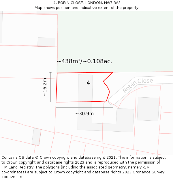 4, ROBIN CLOSE, LONDON, NW7 3AF: Plot and title map